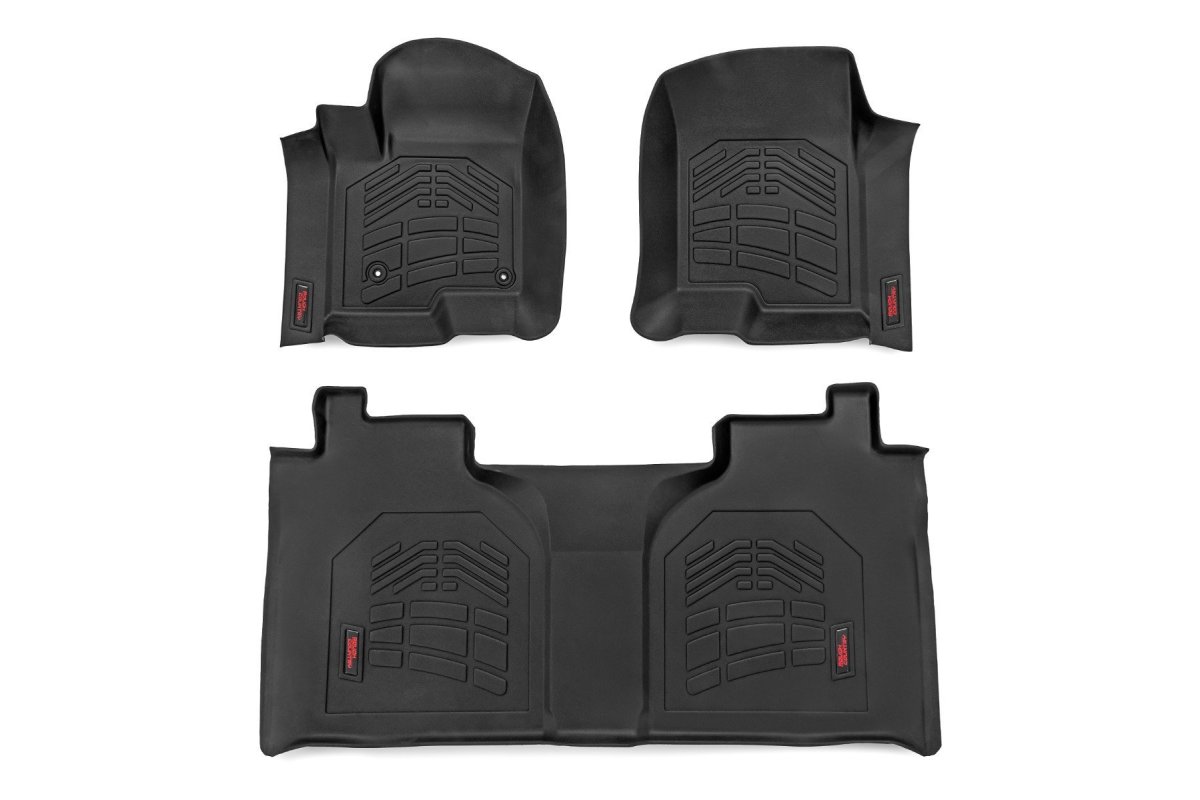 GMC Sierra 3500 HD Floor Mats - Front + Rear - Rough Country - Sure-Fit - '20-'23